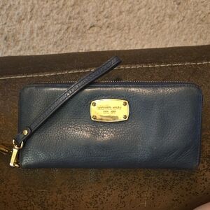 Michael Kors Navy Leather Wristlet